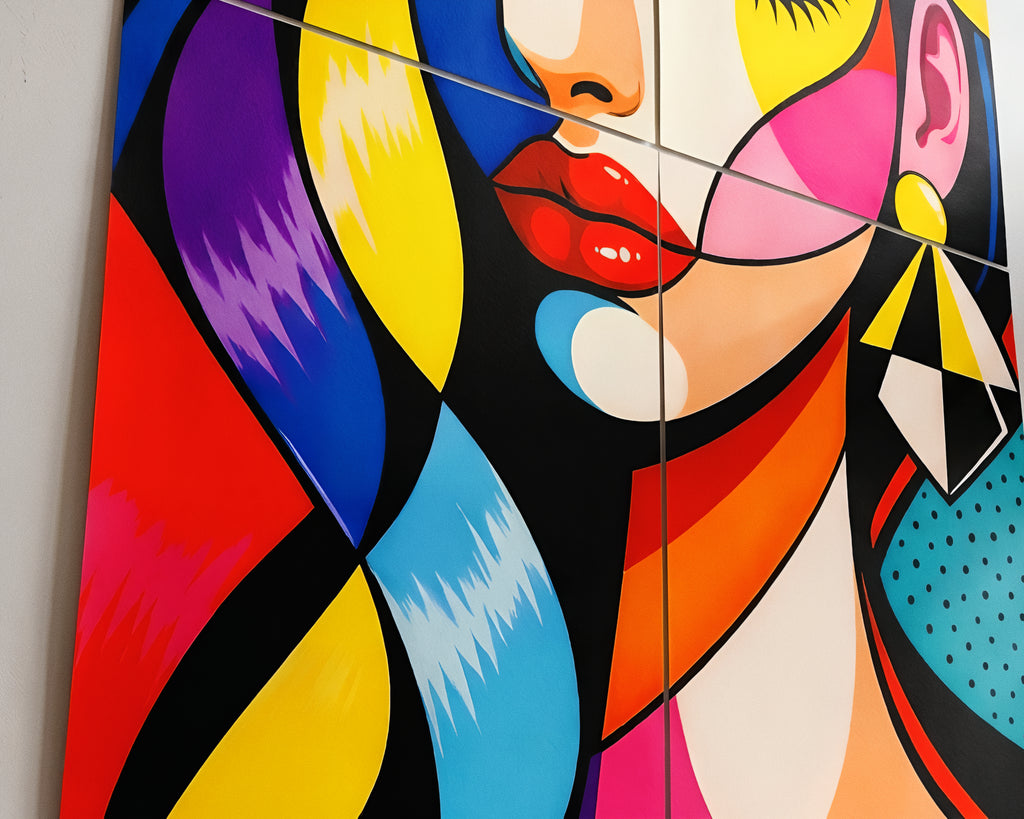 DIVA | Modern Cubism Female Portrait Pop Art | Vibrant Multi-Print Wall Art