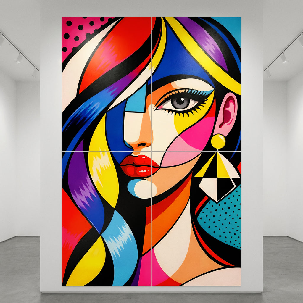 DIVA | Modern Cubism Female Portrait Pop Art | Vibrant Multi-Print Wall Art