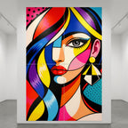 DIVA | Modern Cubism Female Portrait Pop Art | Vibrant Multi-Print Wall Art