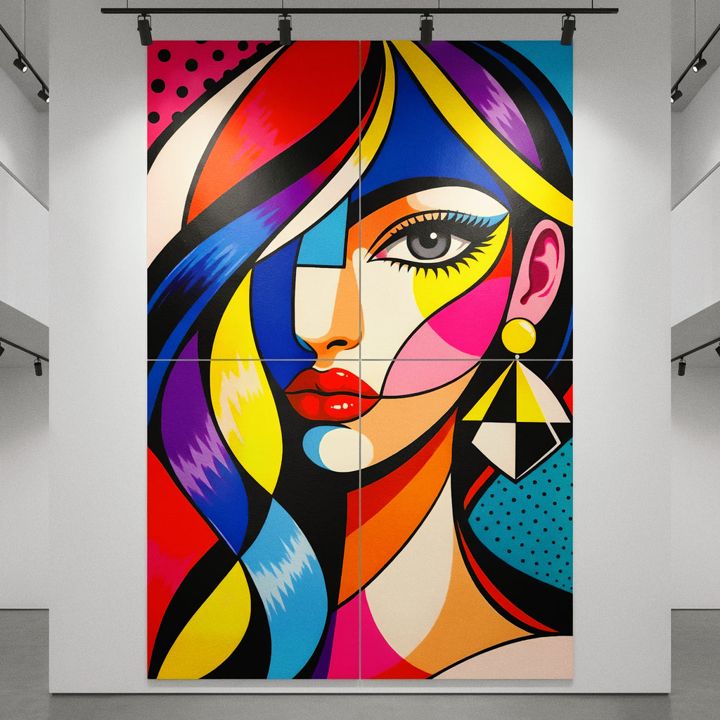 DIVA | Modern Cubism Female Portrait Pop Art | Vibrant Multi-Print Wall Art
