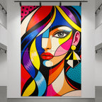 DIVA | Modern Cubism Female Portrait Pop Art | Vibrant Multi-Print Wall Art