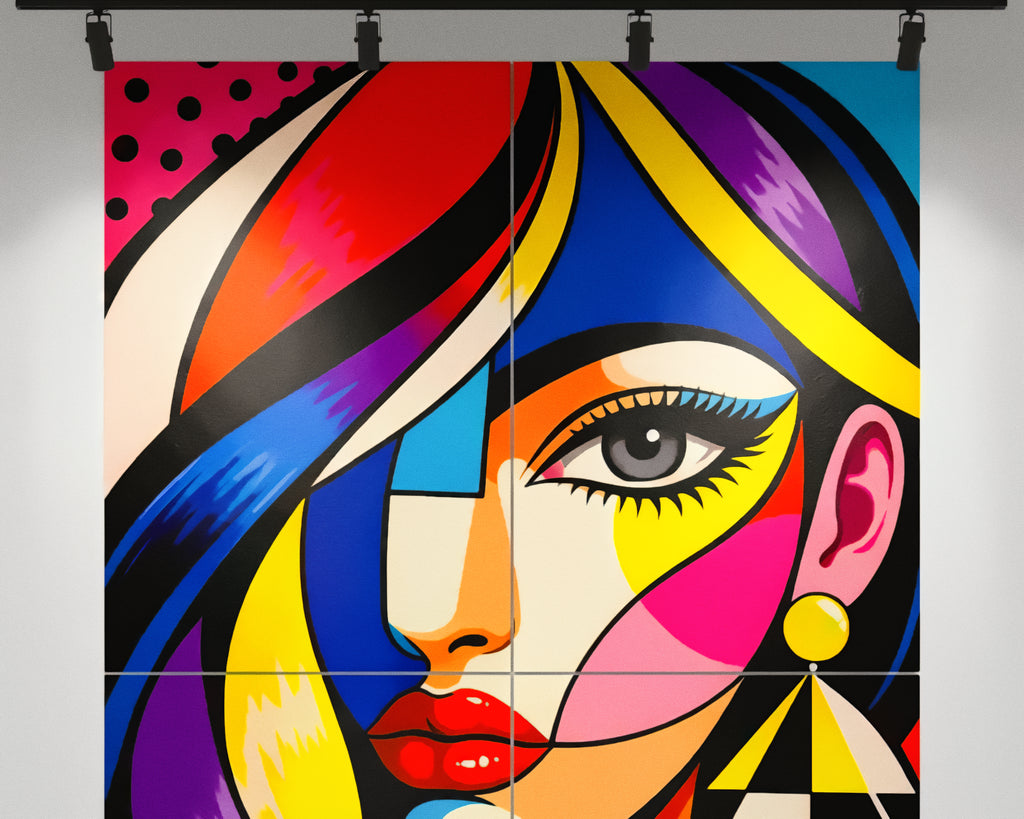 DIVA | Modern Cubism Female Portrait Pop Art | Vibrant Multi-Print Wall Art