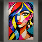 DIVA | Modern Cubism Female Portrait Pop Art | Vibrant Multi-Print Wall Art