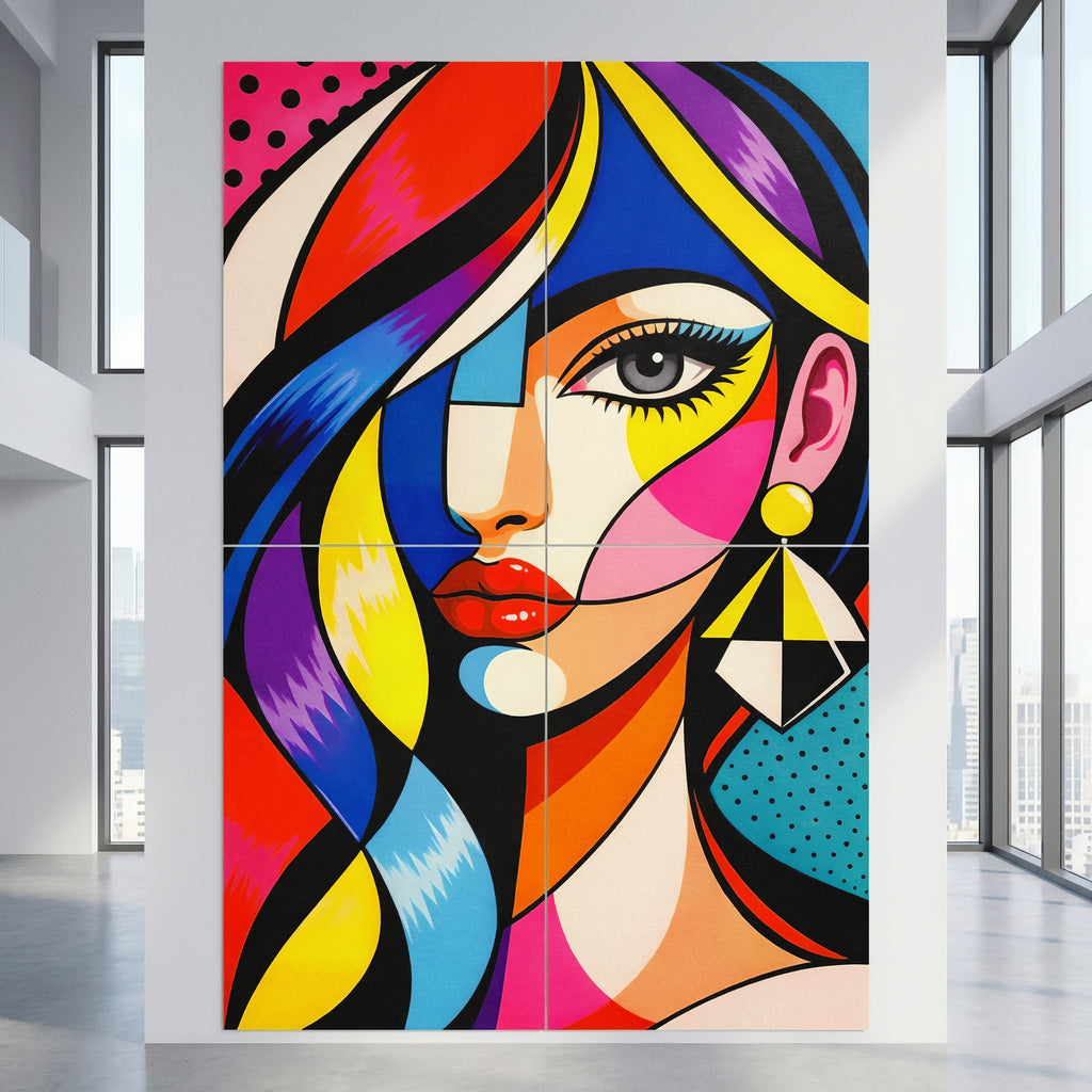 DIVA | Modern Cubism Female Portrait Pop Art | Vibrant Multi-Print Wall Art