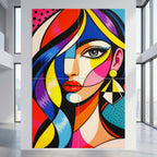 DIVA | Modern Cubism Female Portrait Pop Art | Vibrant Multi-Print Wall Art