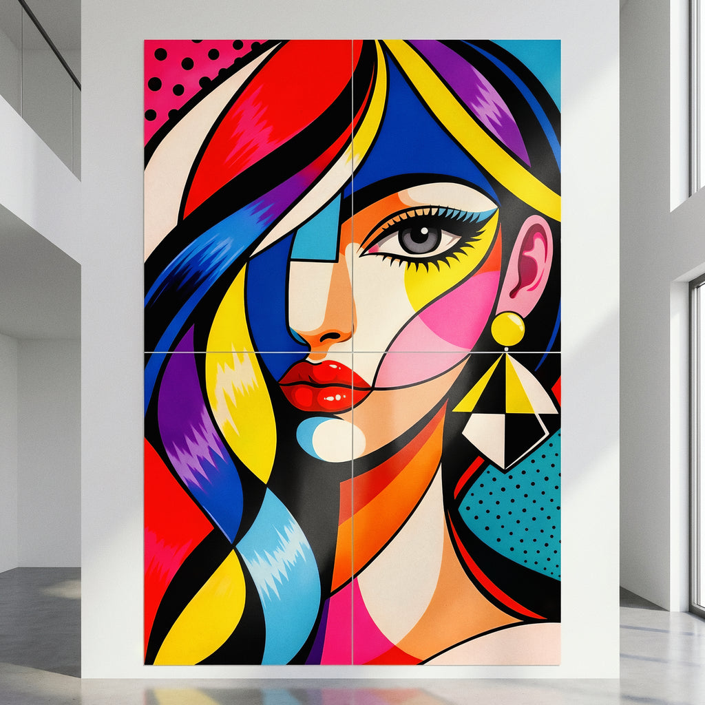 DIVA | Modern Cubism Female Portrait Pop Art | Vibrant Multi-Print Wall Art