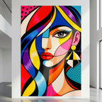 DIVA | Modern Cubism Female Portrait Pop Art | Vibrant Multi-Print Wall Art