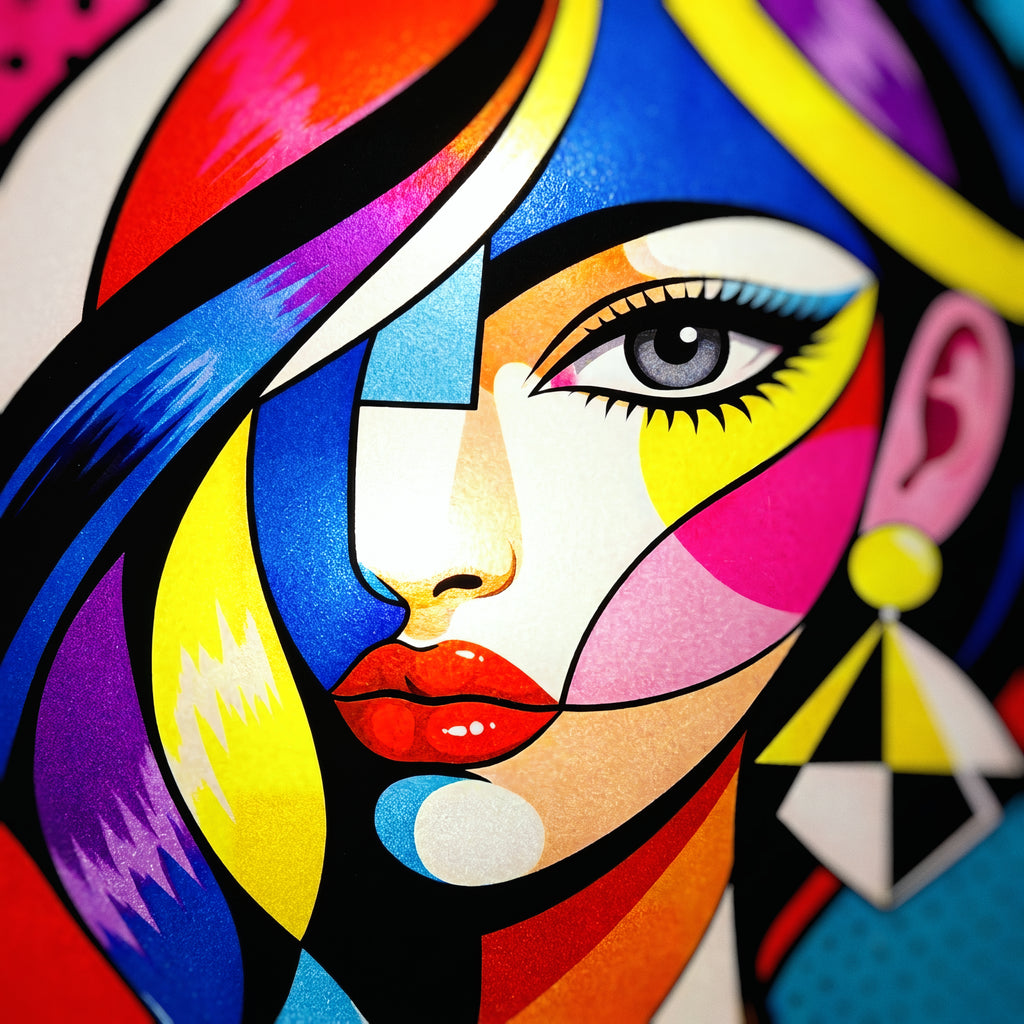 DIVA | Modern Cubism Female Portrait Pop Art | Vibrant Multi-Print Wall Art