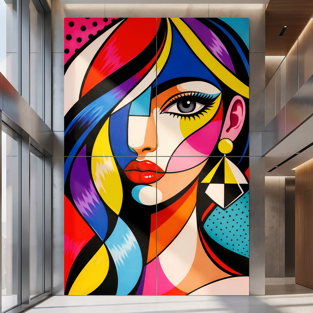 DIVA | Modern Cubism Female Portrait Pop Art | Vibrant Multi-Print Wall Art