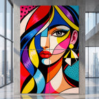 DIVA | Modern Cubism Female Portrait Pop Art | Vibrant Multi-Print Wall Art