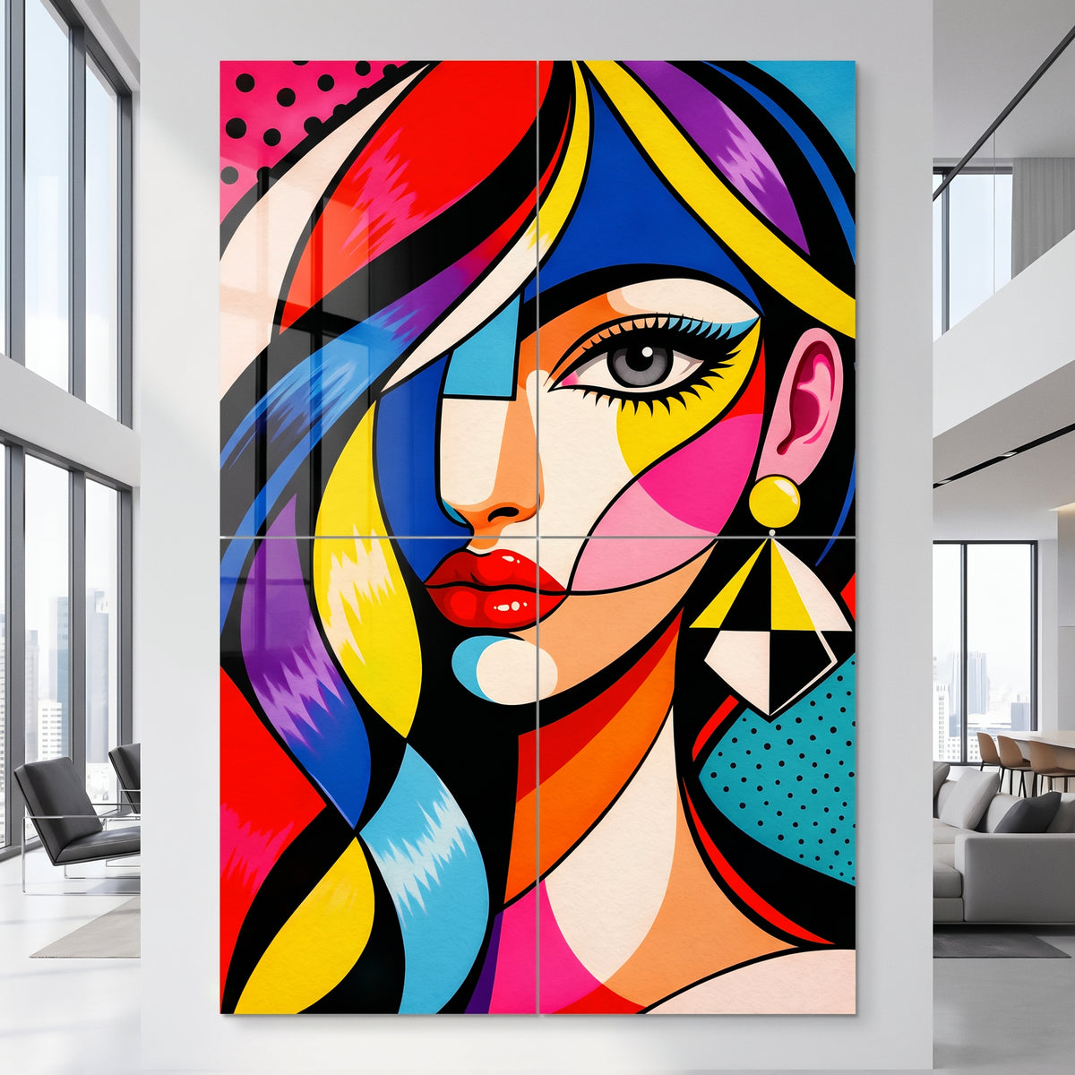 DIVA | Modern Cubism Female Portrait Pop Art | Vibrant Multi-Print Wall Art