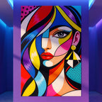 DIVA | Modern Cubism Female Portrait Pop Art | Vibrant Multi-Print Wall Art