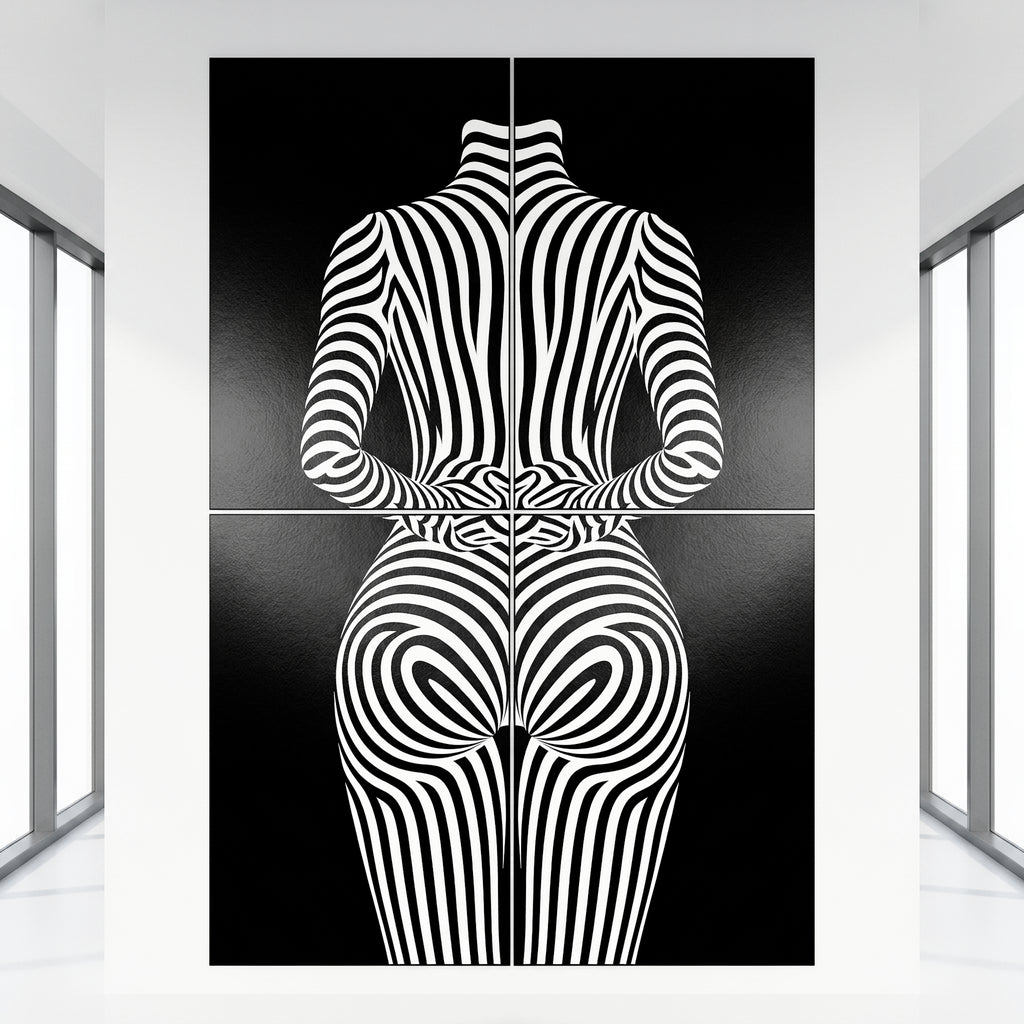 ECHELON | Minimalist Striped Abstract Female Op Art | Brutalist Multi-Print Wall Art