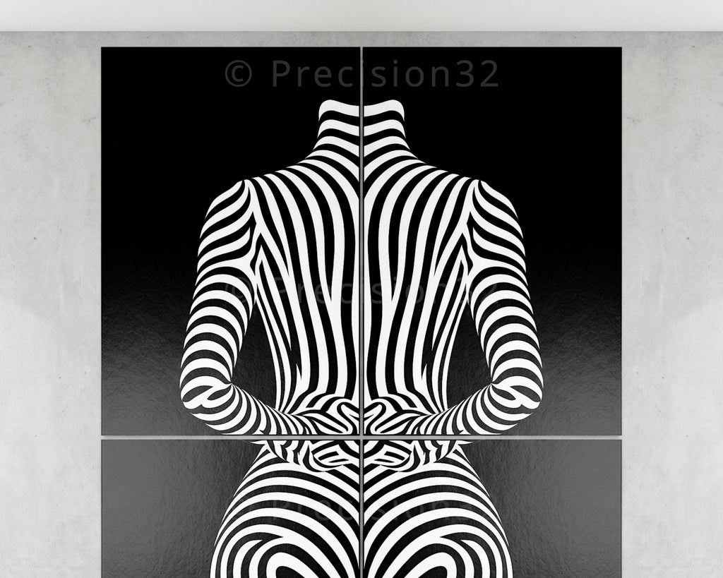 ECHELON | Minimalist Striped Abstract Female Op Art | Brutalist Multi-Print Wall Art