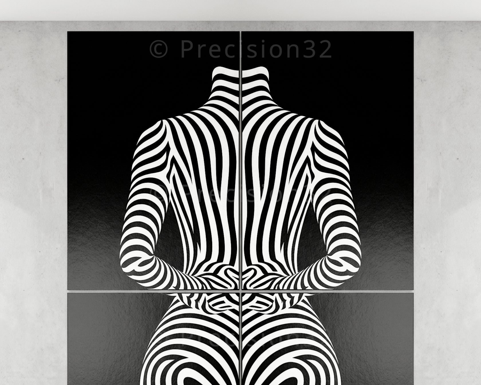 ECHELON | Minimalist Striped Abstract Female Op Art | Brutalist Multi-Print Wall Art