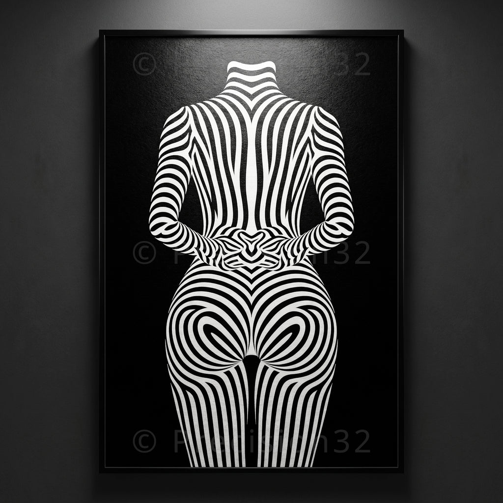 ECHELON | Brutalist Striped Abstract Female Op Art | Minimalist Luxury Wall Art