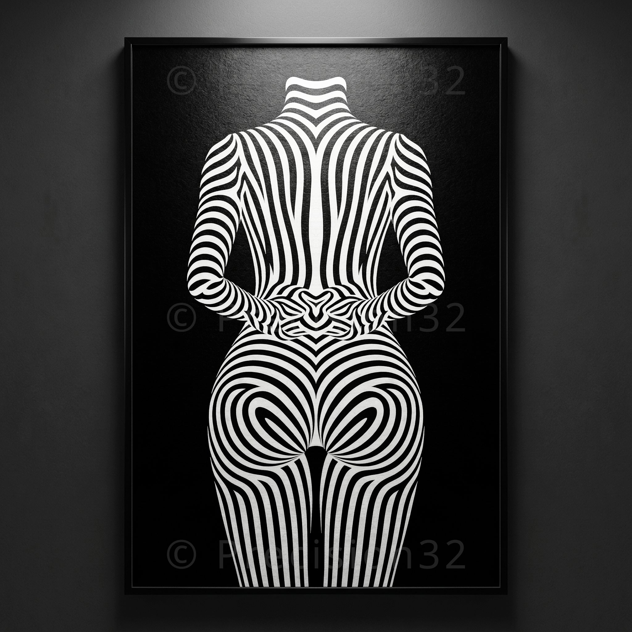 ECHELON | Brutalist Striped Abstract Female Op Art | Minimalist Luxury Wall Art