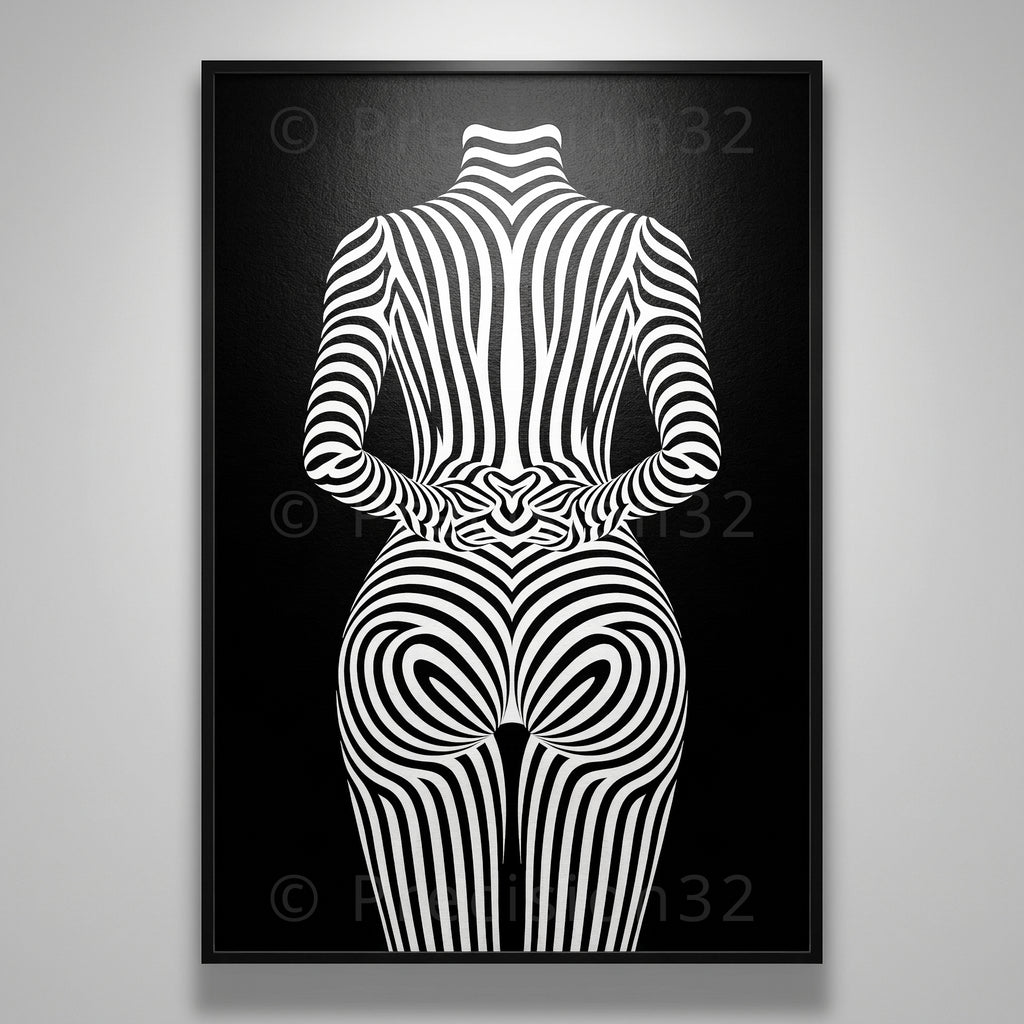 ECHELON | Brutalist Striped Abstract Female Op Art | Minimalist Luxury Wall Art