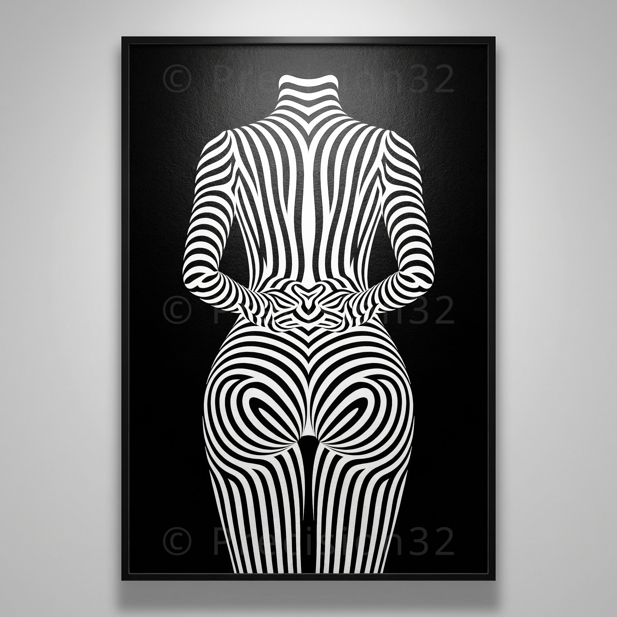 ECHELON | Brutalist Striped Abstract Female Op Art | Minimalist Luxury Wall Art