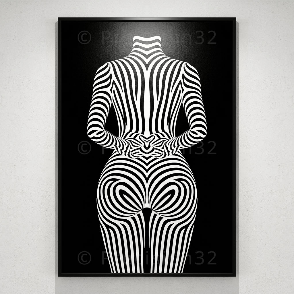 ECHELON | Brutalist Striped Abstract Female Op Art | Minimalist Luxury Wall Art
