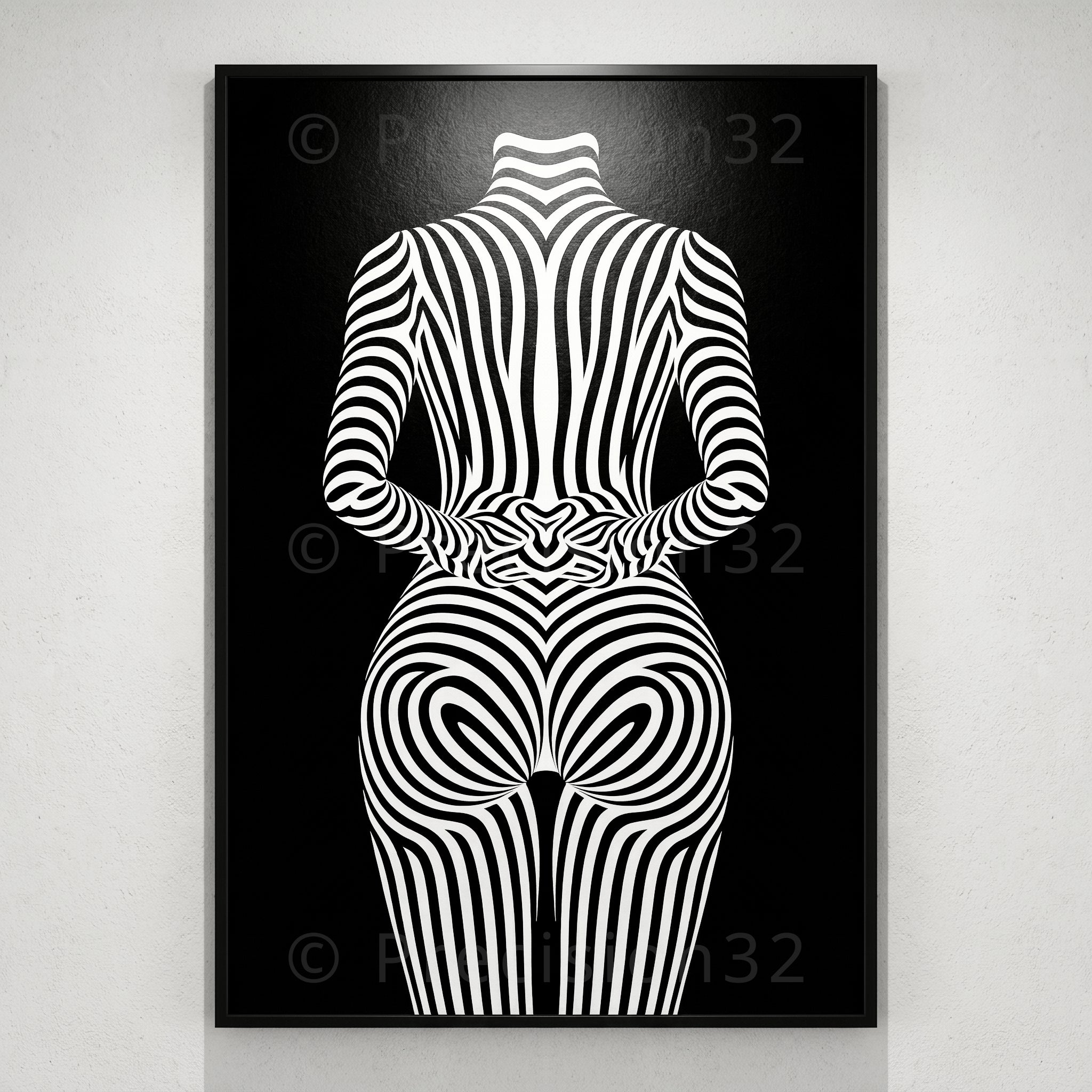 ECHELON | Brutalist Striped Abstract Female Op Art | Minimalist Luxury Wall Art