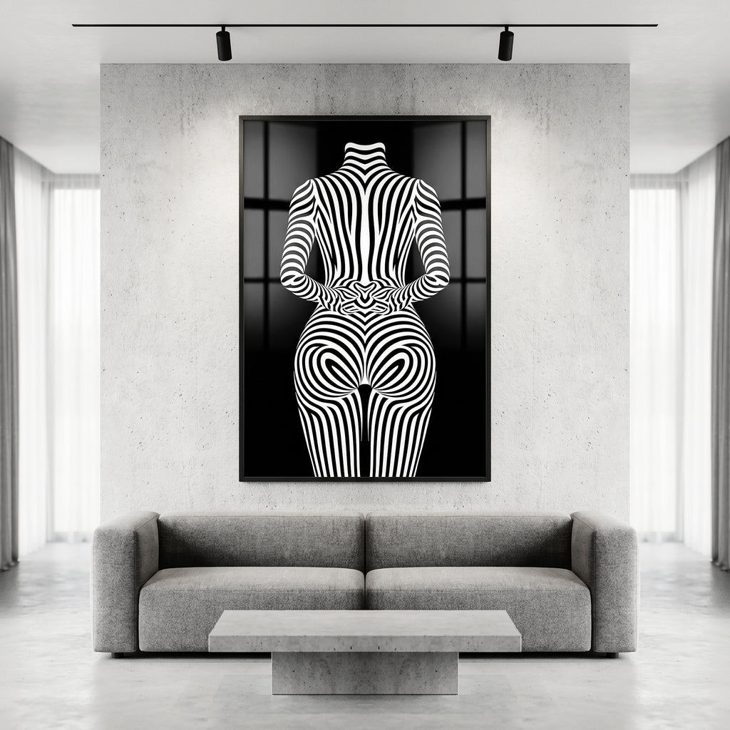 ECHELON | Brutalist Striped Abstract Female Op Art | Minimalist Luxury Wall Art