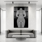 ECHELON | Brutalist Striped Abstract Female Op Art | Minimalist Luxury Wall Art
