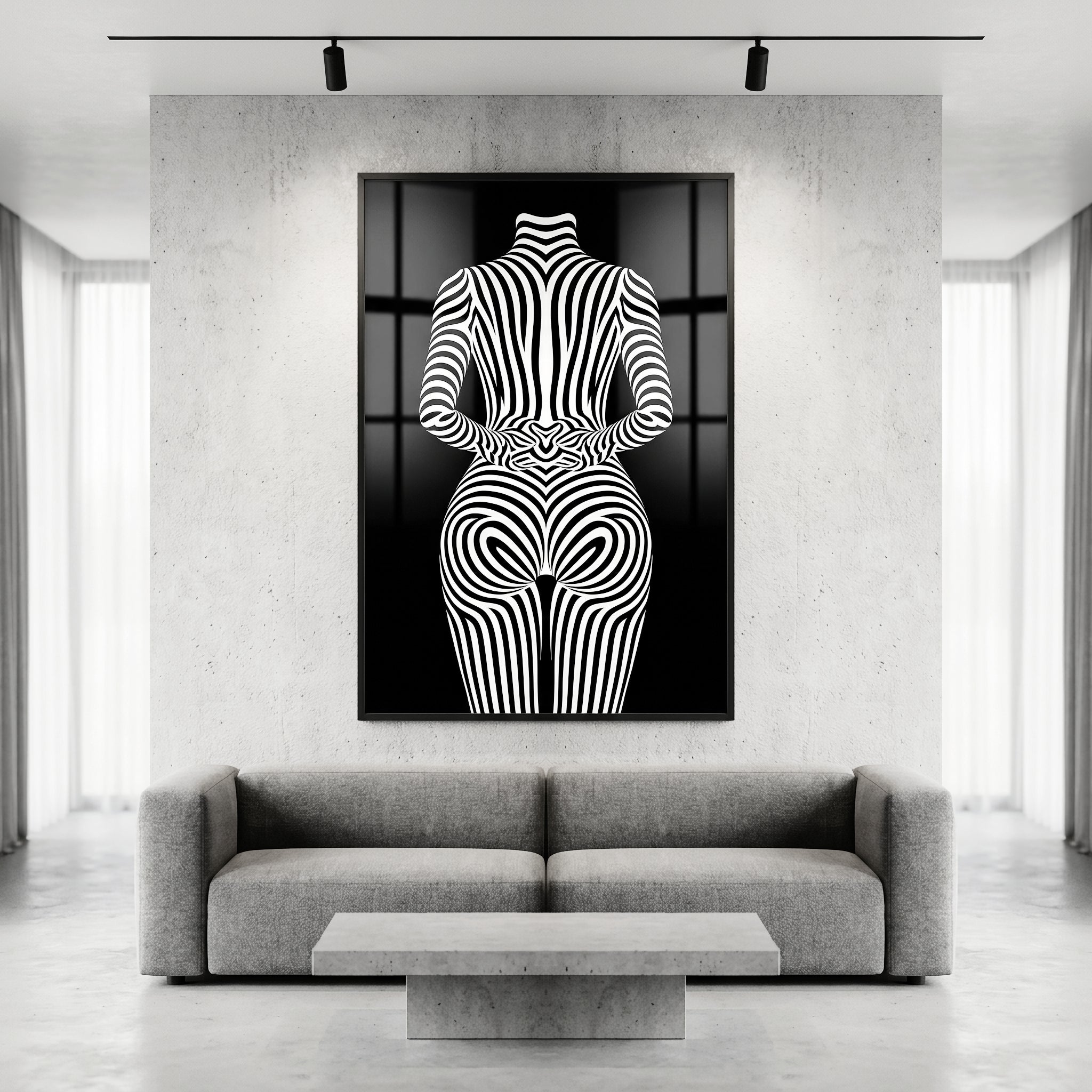 ECHELON | Brutalist Striped Abstract Female Op Art | Minimalist Luxury Wall Art