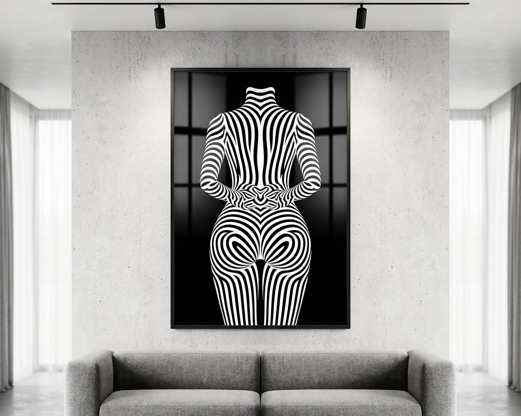 ECHELON | Brutalist Striped Abstract Female Op Art | Minimalist Luxury Wall Art