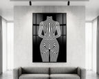 ECHELON | Brutalist Striped Abstract Female Op Art | Minimalist Luxury Wall Art