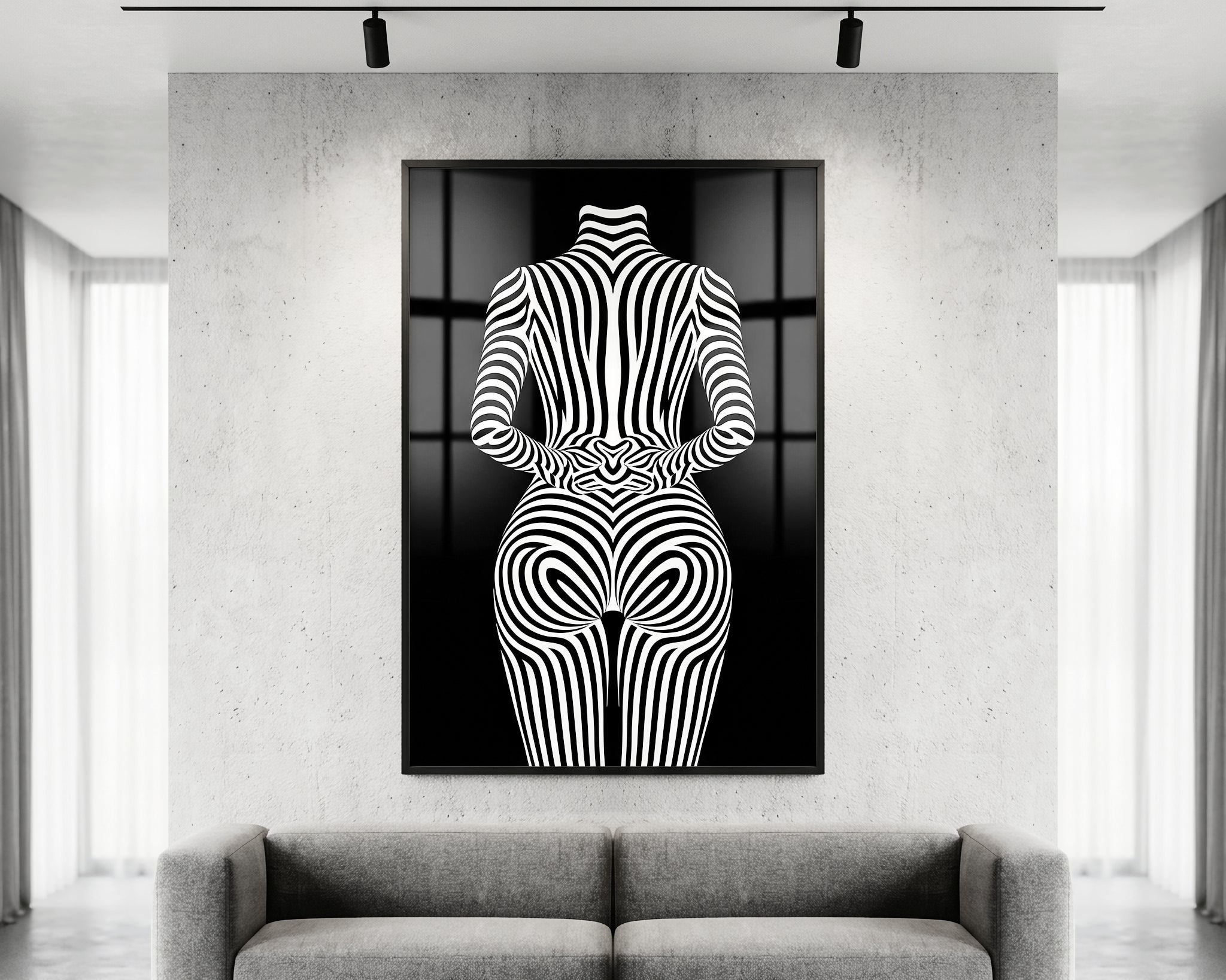 ECHELON | Brutalist Striped Abstract Female Op Art | Minimalist Luxury Wall Art