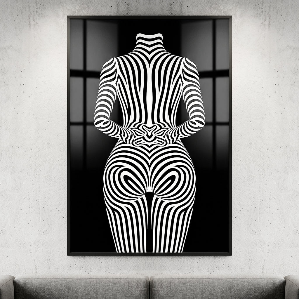 ECHELON | Brutalist Striped Abstract Female Op Art | Minimalist Luxury Wall Art