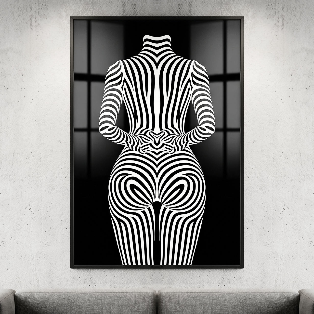 ECHELON | Brutalist Striped Abstract Female Op Art | Minimalist Luxury Wall Art