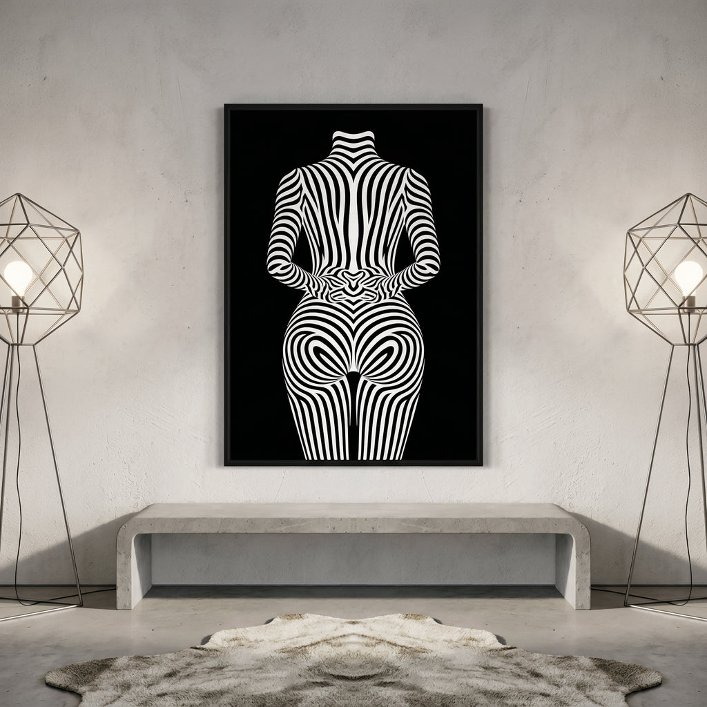 ECHELON | Brutalist Striped Abstract Female Op Art | Minimalist Luxury Wall Art