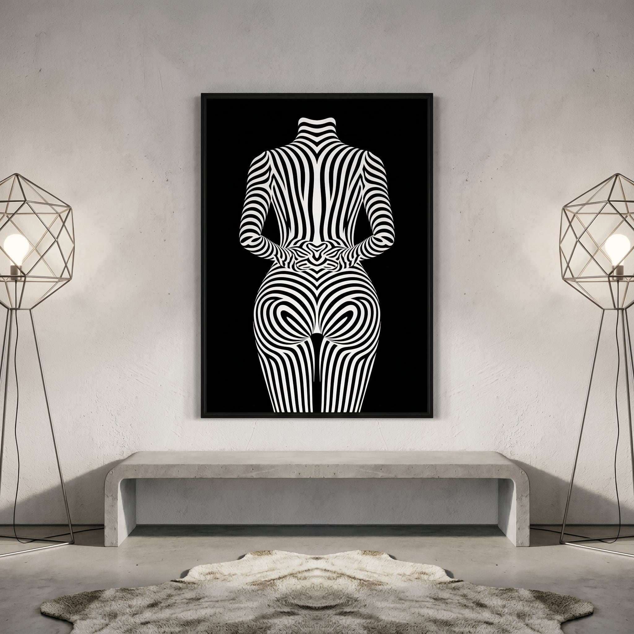 ECHELON | Brutalist Striped Abstract Female Op Art | Minimalist Luxury Wall Art