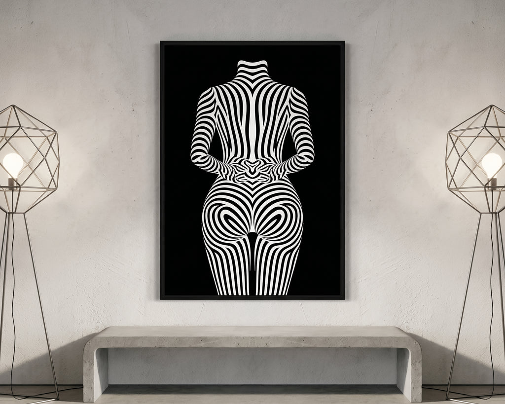 ECHELON | Brutalist Striped Abstract Female Op Art | Minimalist Luxury Wall Art