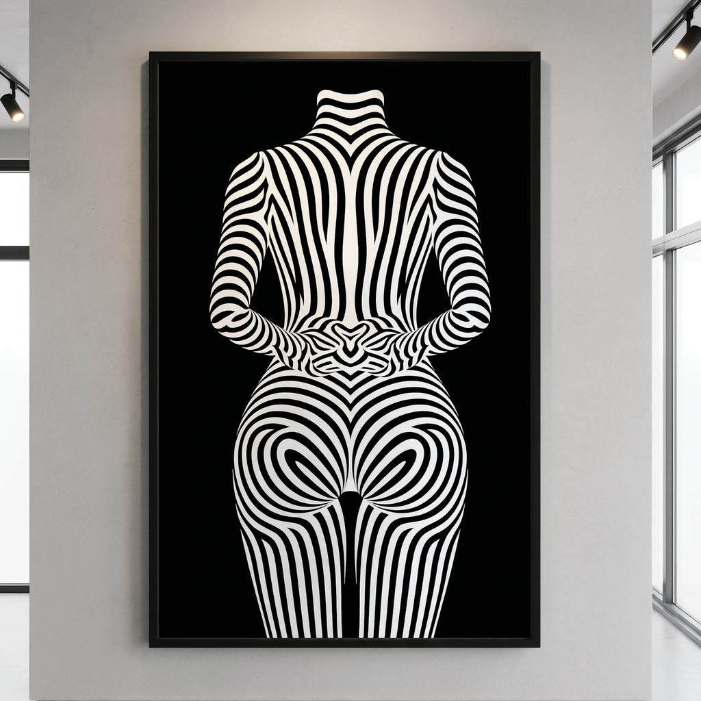 ECHELON | Brutalist Striped Abstract Female Op Art | Minimalist Luxury Wall Art