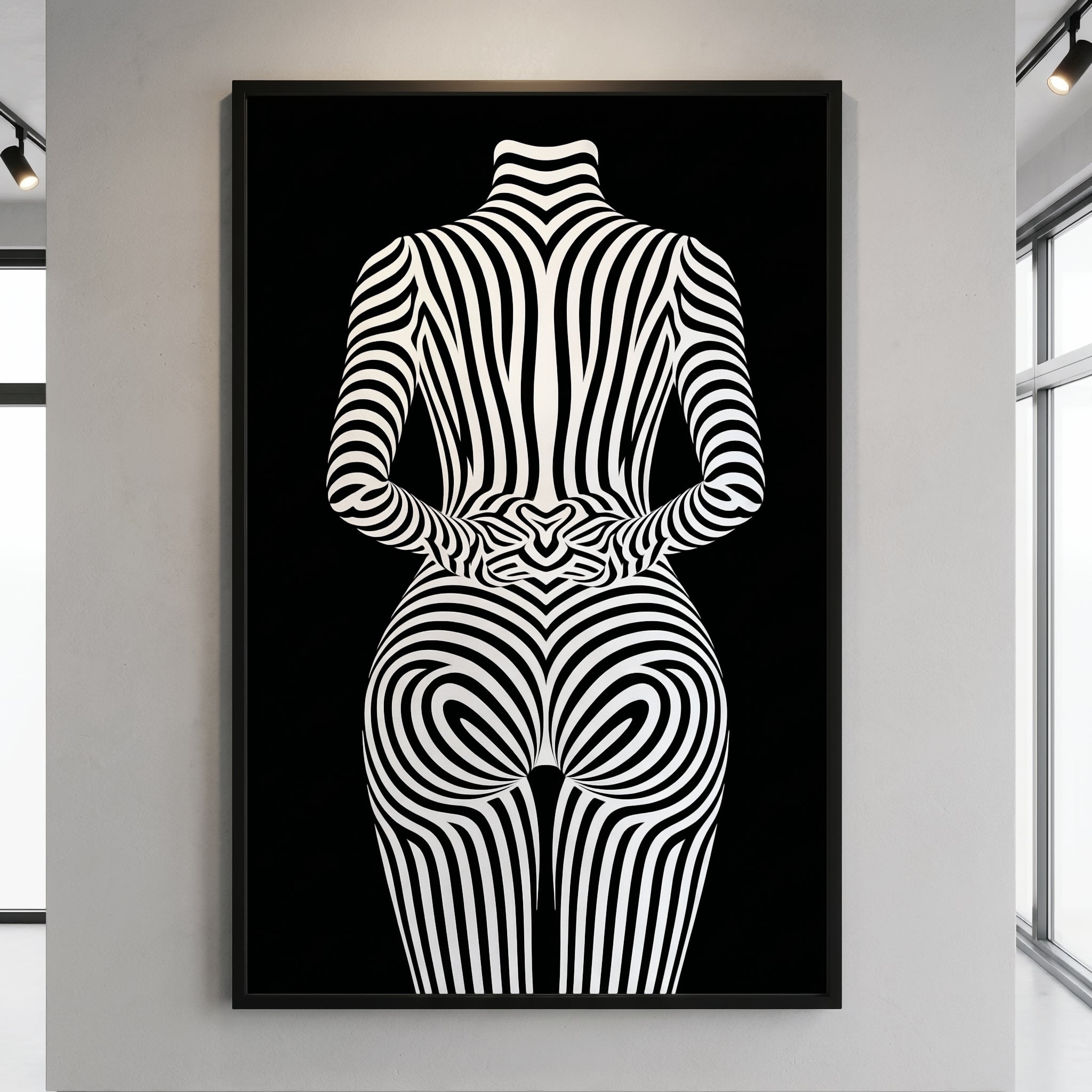 ECHELON | Brutalist Striped Abstract Female Op Art | Minimalist Luxury Wall Art