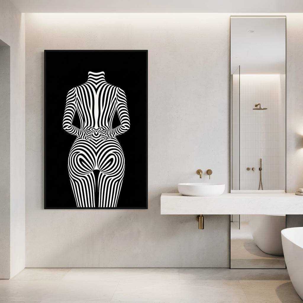 ECHELON | Brutalist Striped Abstract Female Op Art | Minimalist Luxury Wall Art