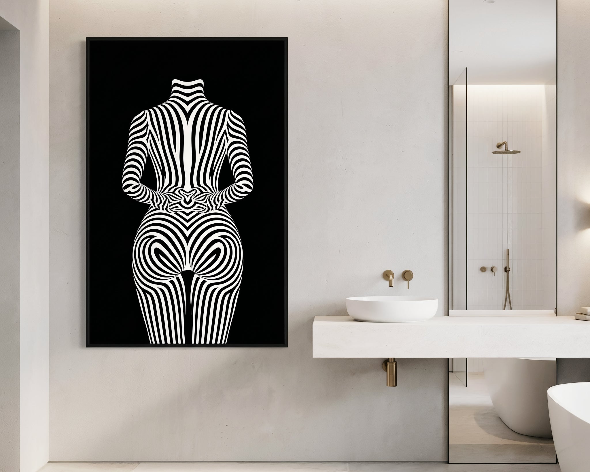 ECHELON | Brutalist Striped Abstract Female Op Art | Minimalist Luxury Wall Art