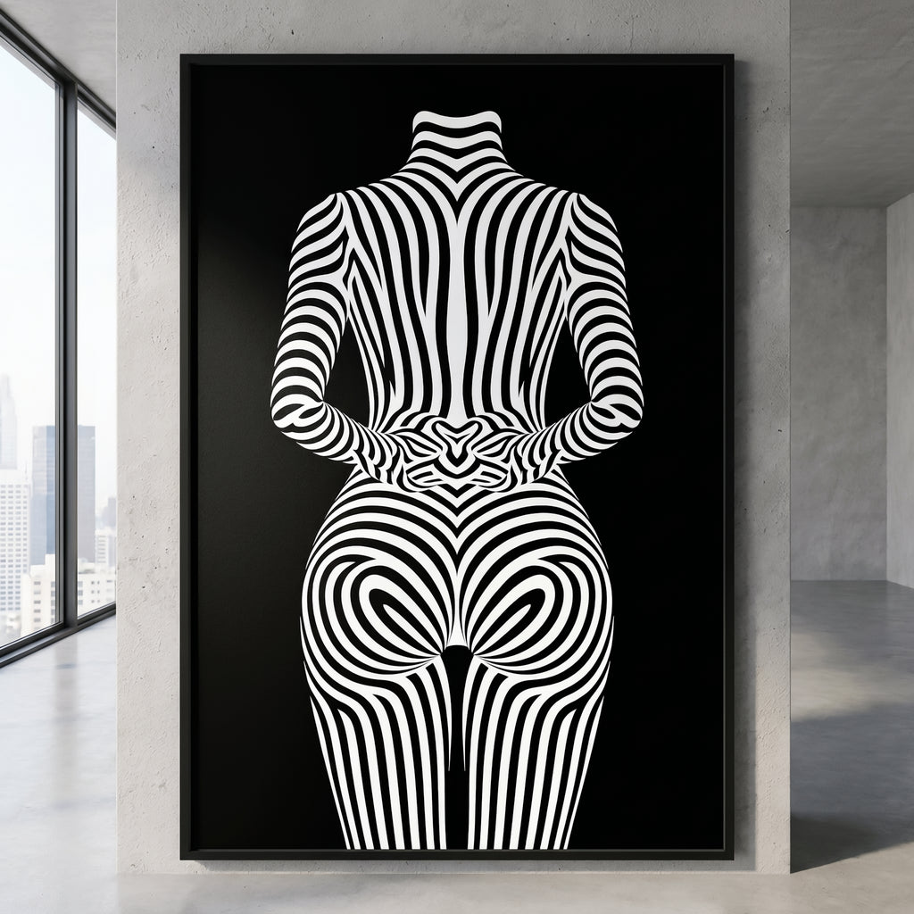 ECHELON | Brutalist Striped Abstract Female Op Art | Minimalist Luxury Wall Art