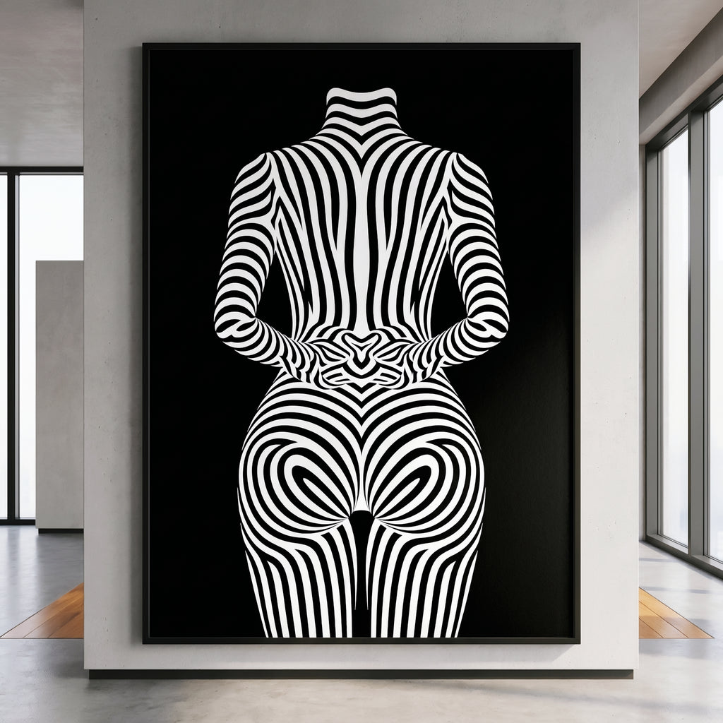 ECHELON | Brutalist Striped Abstract Female Op Art | Minimalist Luxury Wall Art