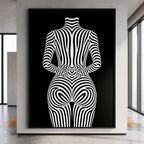 ECHELON | Brutalist Striped Abstract Female Op Art | Minimalist Luxury Wall Art