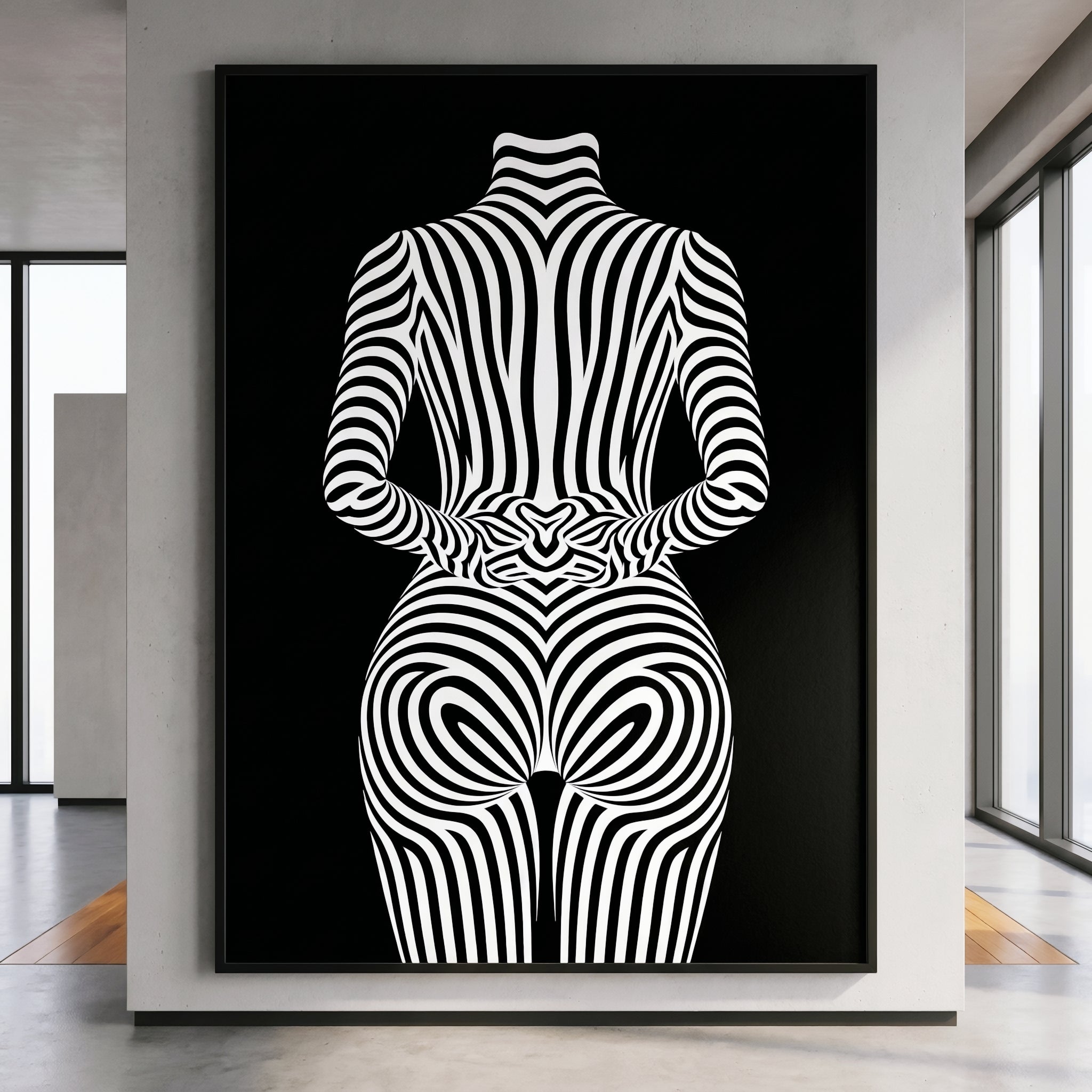 ECHELON | Brutalist Striped Abstract Female Op Art | Minimalist Luxury Wall Art