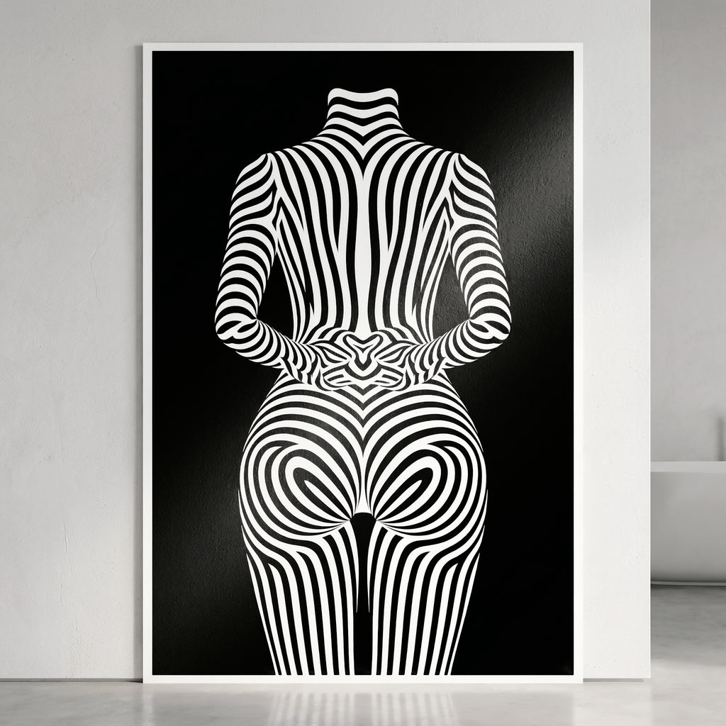 ECHELON | Brutalist Striped Abstract Female Op Art | Minimalist Luxury Wall Art