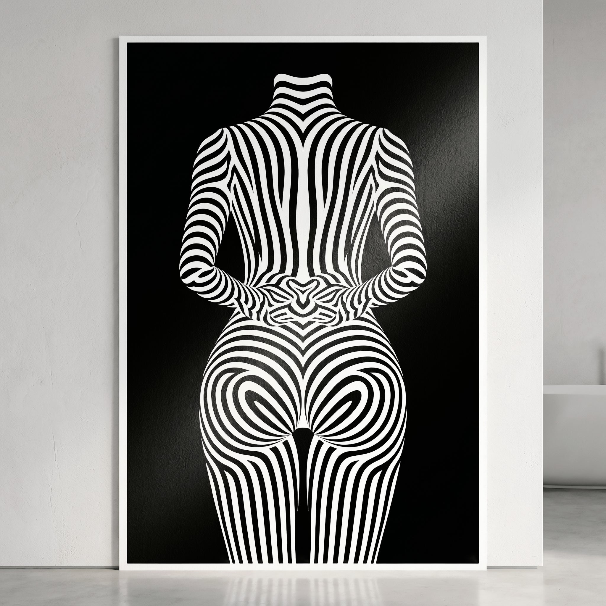 ECHELON | Brutalist Striped Abstract Female Op Art | Minimalist Luxury Wall Art