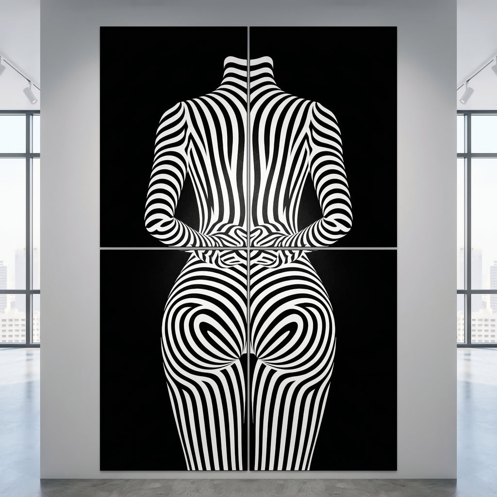 ECHELON | Minimalist Striped Abstract Female Op Art | Brutalist Multi-Print Wall Art