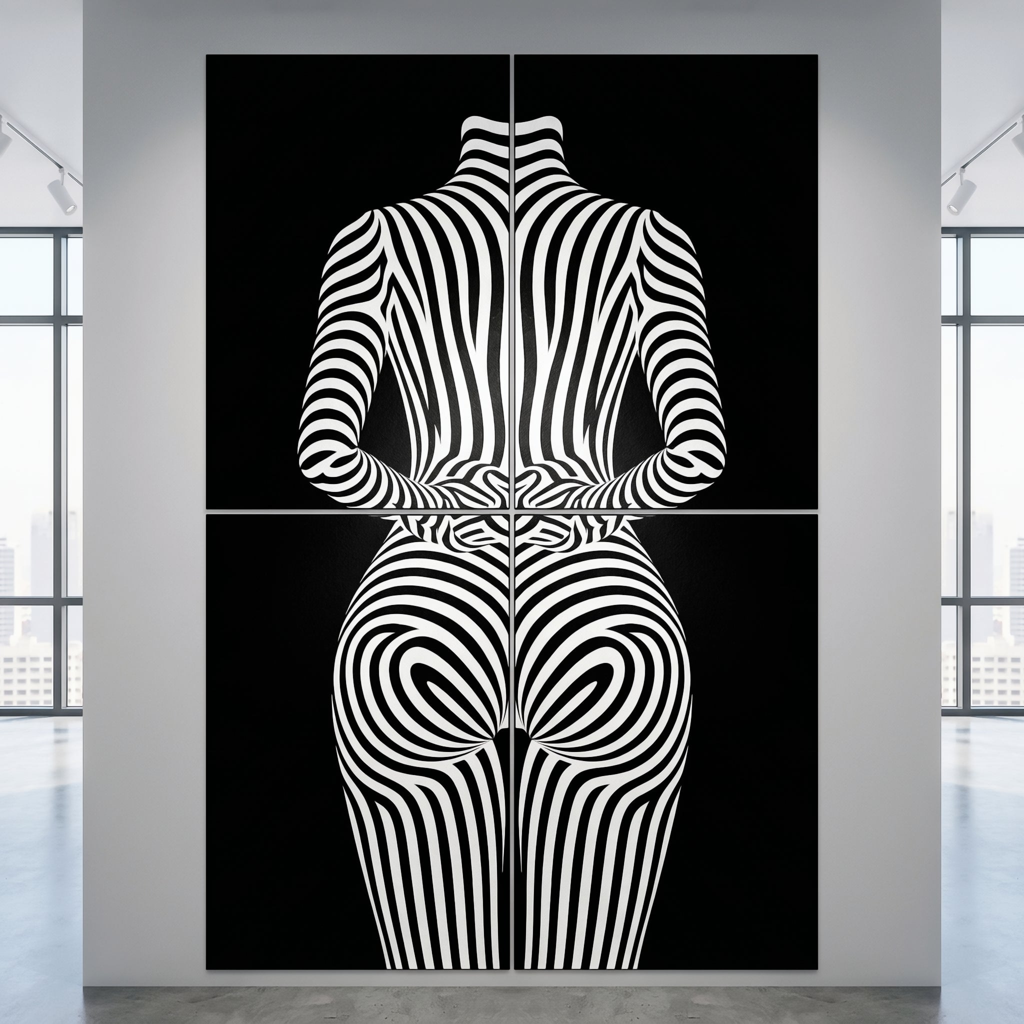 ECHELON | Minimalist Striped Abstract Female Op Art | Brutalist Multi-Print Wall Art