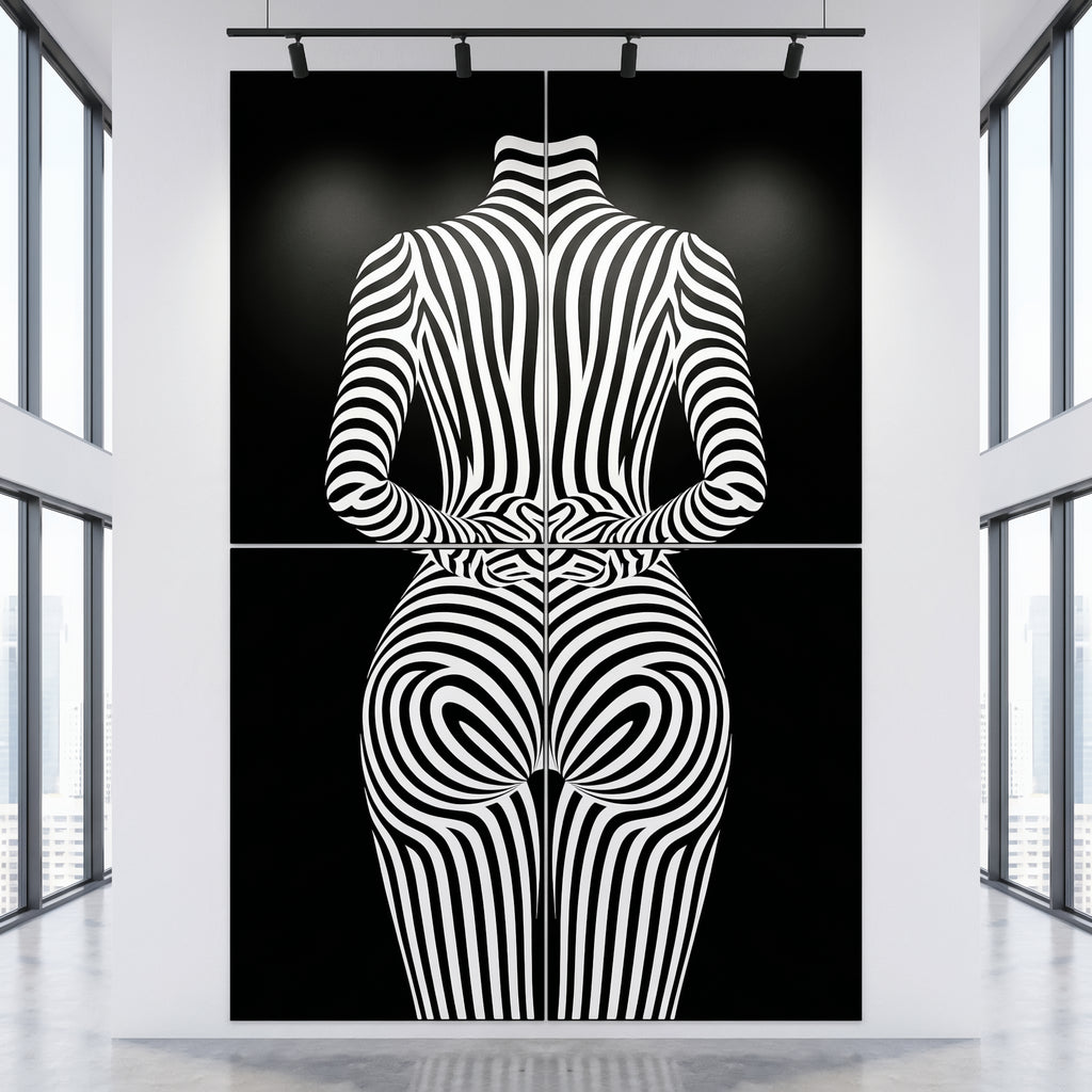 ECHELON | Minimalist Striped Abstract Female Op Art | Brutalist Multi-Print Wall Art