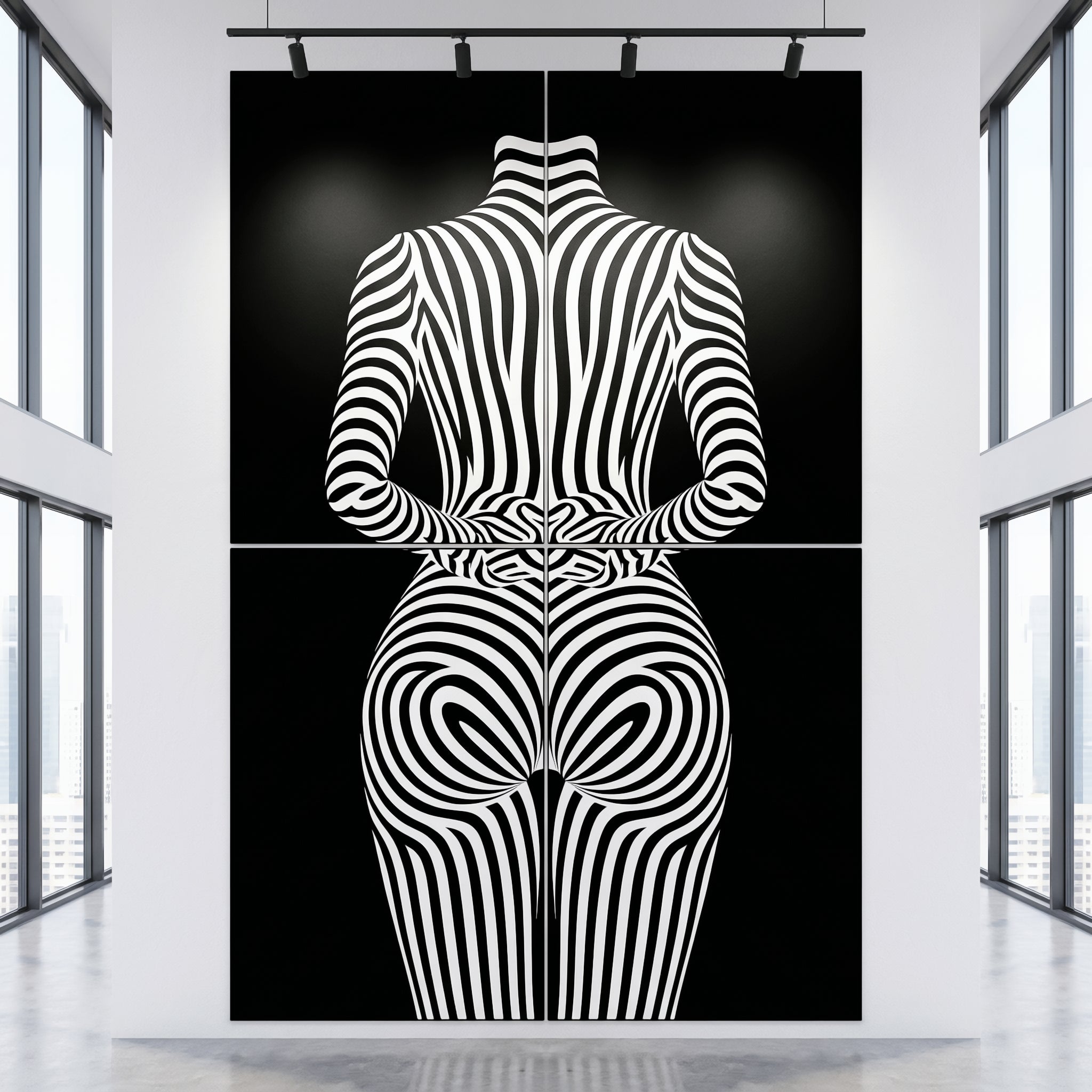 ECHELON | Minimalist Striped Abstract Female Op Art | Brutalist Multi-Print Wall Art